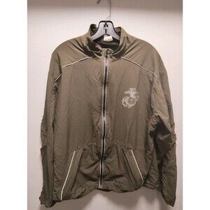 USMC New Balance Jacket Men Size S Green Running Marine Corps Zip Performance PT